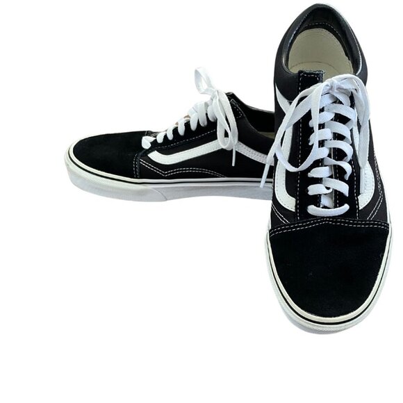Men's Vans Old Skool Sneakers Worn Once Size 8.5 Black/White Suede - Picture 1 of 8